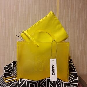 DKNY Hadlee Small Yellow Tote and Pouch Set